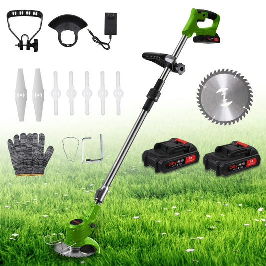 Electric Cordless Weed Eater 21V 3-in-1 Lightweight Edger Stringless Weed Trimmer with Wheel Blade