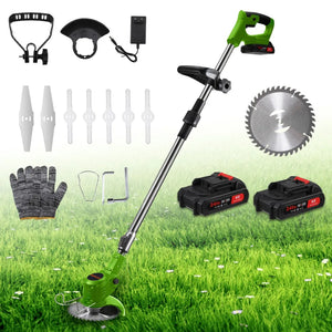 Electric Cordless Weed Eater 21V 3-in-1 Lightweight Edger Stringless Weed Trimmer with Wheel Blade