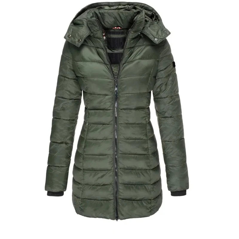 Thick Warm Solid Color Zippered Padded Puff Jacket