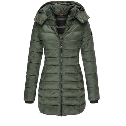 Thick Warm Solid Color Zippered Padded Puff Jacket