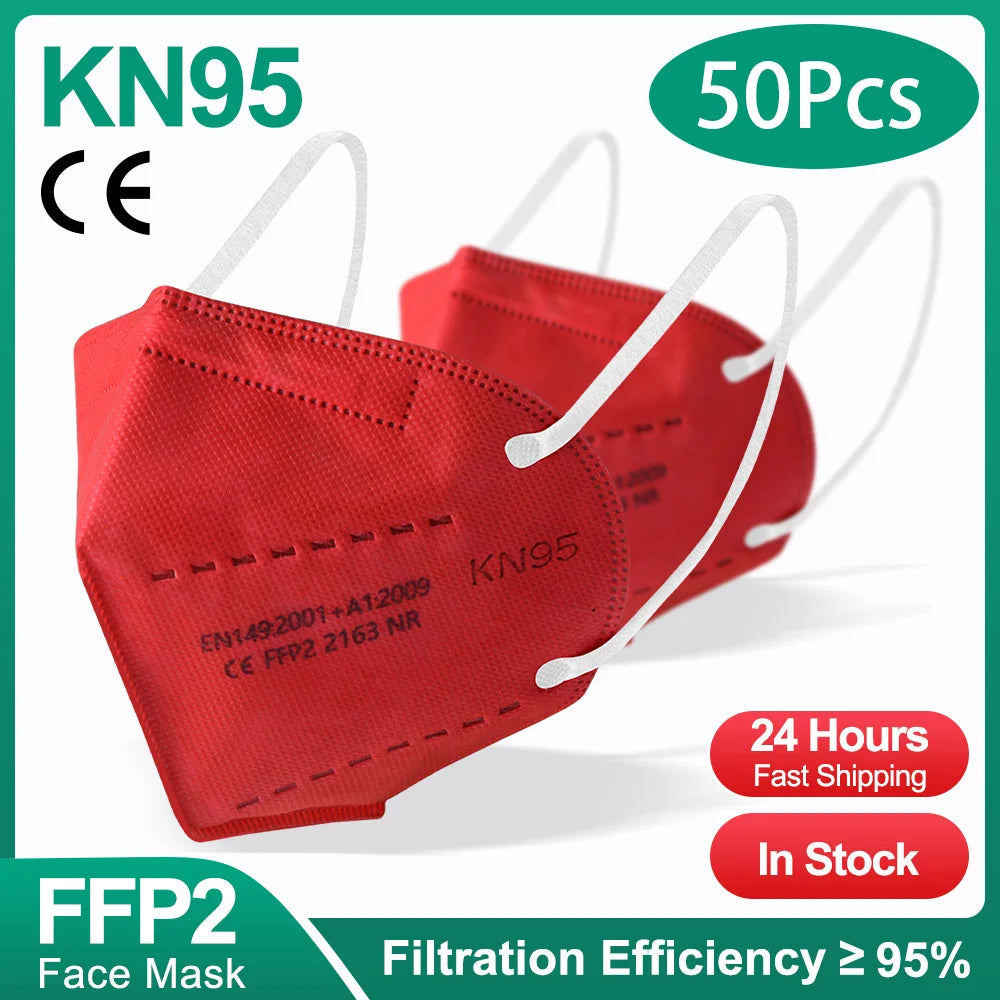 5-Ply KN95 Protective Face Masks - Multi-Color Breathable Filtration