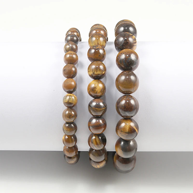 Natural Stone Volcanic Lava Tiger Eye Bracelet
