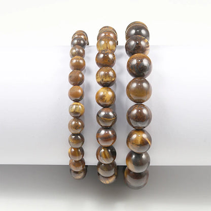 Natural Stone Volcanic Lava Tiger Eye Bracelet
