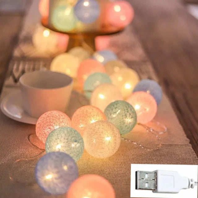 10/20/40 LED Cotton Thread Ball String Lights, Warm Fairy Lights for Home & Event Decor