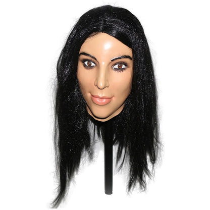 Realistic Female Latex Mask with Wig - Full Head Halloween Costume Prop