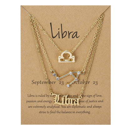3-Piece Zodiac Constellation Layered Pendant Necklace Set