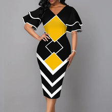 Elegant V Neck Short Sleeve Slim Fit Dress