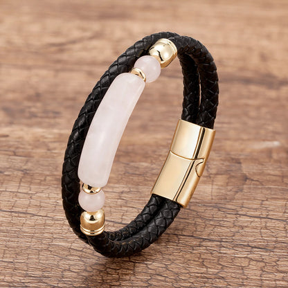 Genuine Leather Multilayer Natural Stone Bracelet