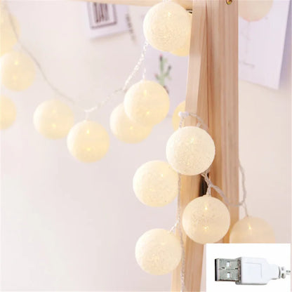 10/20/40 LED Cotton Thread Ball String Lights, Warm Fairy Lights for Home & Event Decor