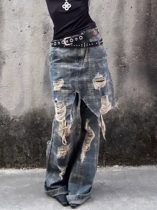 Boutique Fashion High Waist Retro Washed Loose Slimming Jeans
