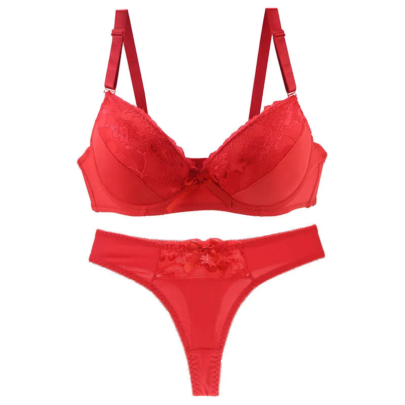 DaiNaFang Women's Lace Push-Up Bra & Panty Lingerie Set