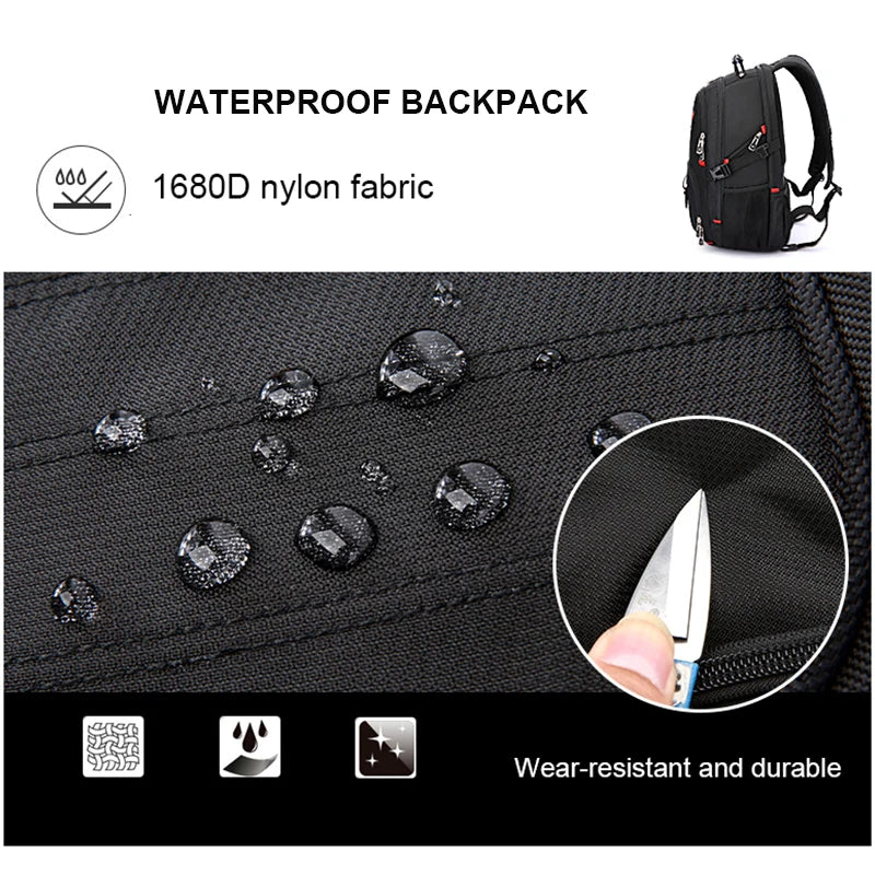 SWISTSNGR Men's Anti-Theft Laptop Backpack - Water-Repellent Business & Travel Rucksack with USB Charging Port