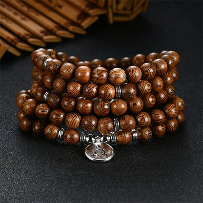 Natural Stone Six Words Mantra Bead Bracelet