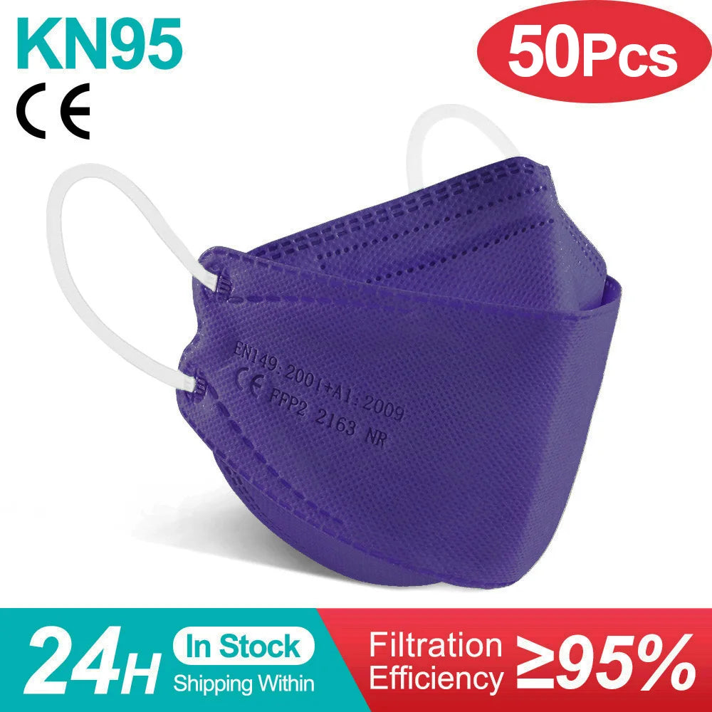 KN95 FFP2 Adult 4-Layer Fish Mask (50 / 100 Pack)