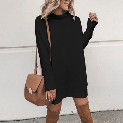 Turtleneck Loose Long Sleeve Mini Dress