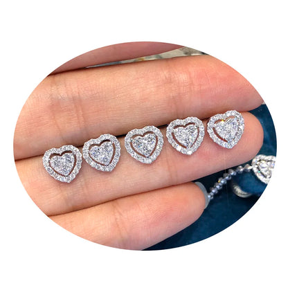 Huitan Full Cubic Zirconia Heart Earrings