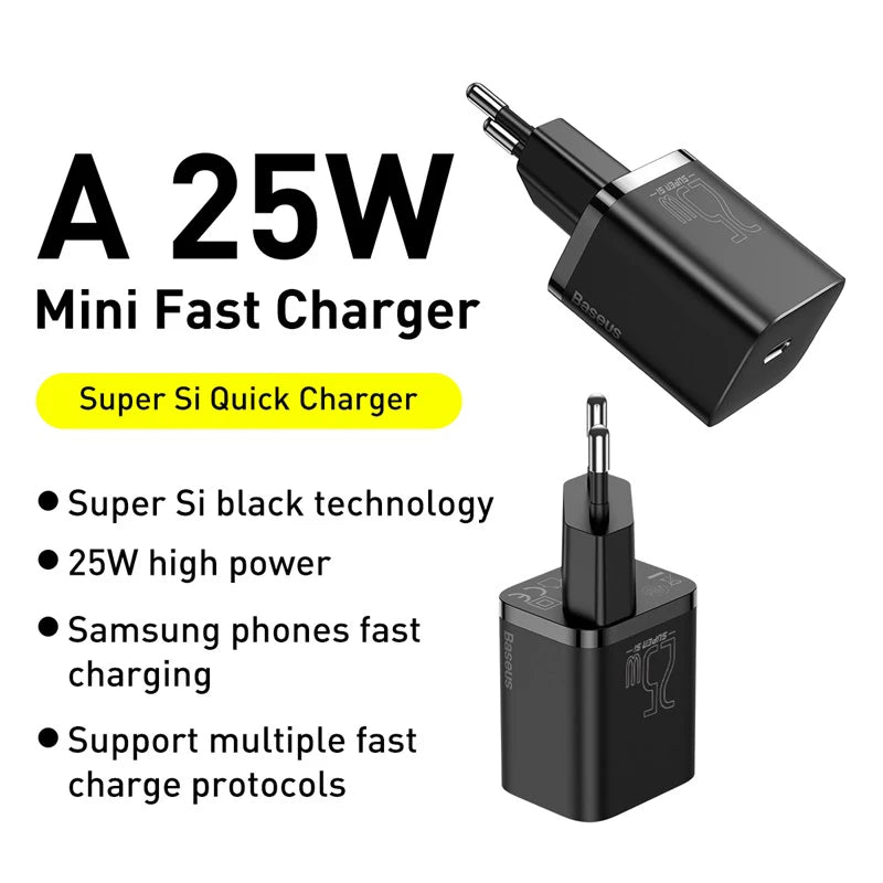 Baseus 25W USB-C PD Super Fast Wall Charger (EU Plug)