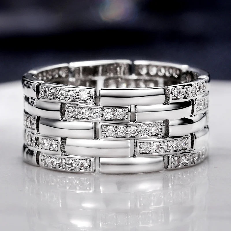 Huitan Silver Cubic Zirconia Ring