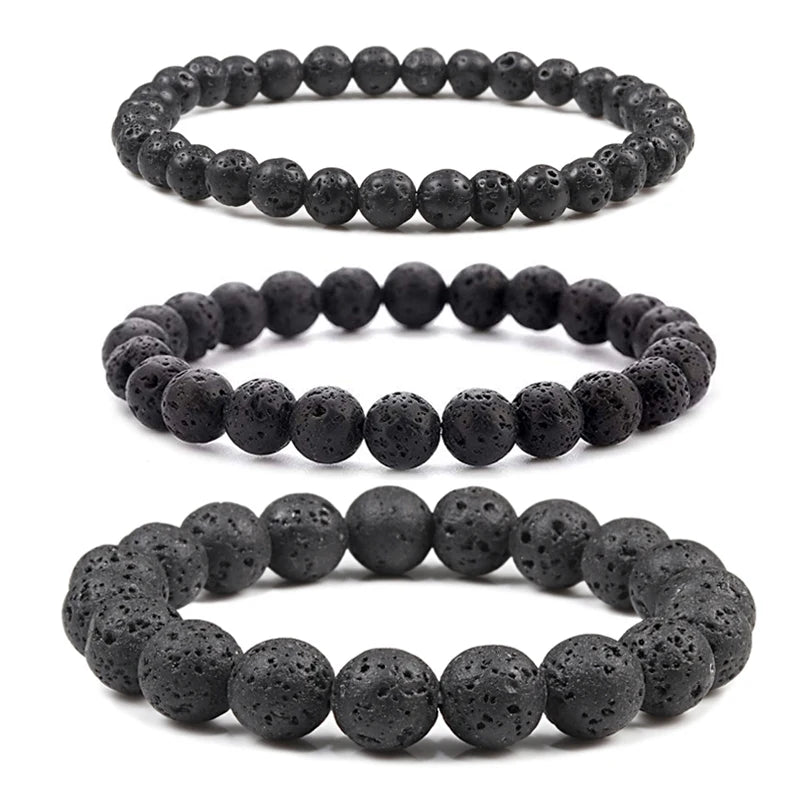Natural Stone Volcanic Lava Tiger Eye Bracelet