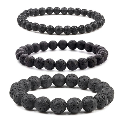 Natural Stone Volcanic Lava Tiger Eye Bracelet