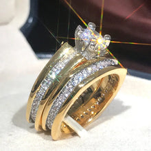 Huitan 2Pcs Wedding Ring Set