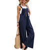 Solid Color Strappy Loose Flared Leg Jumpsuit