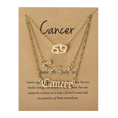 3-Piece Zodiac Constellation Layered Pendant Necklace Set