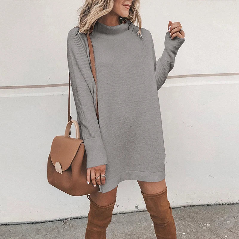 Turtleneck Loose Long Sleeve Mini Dress
