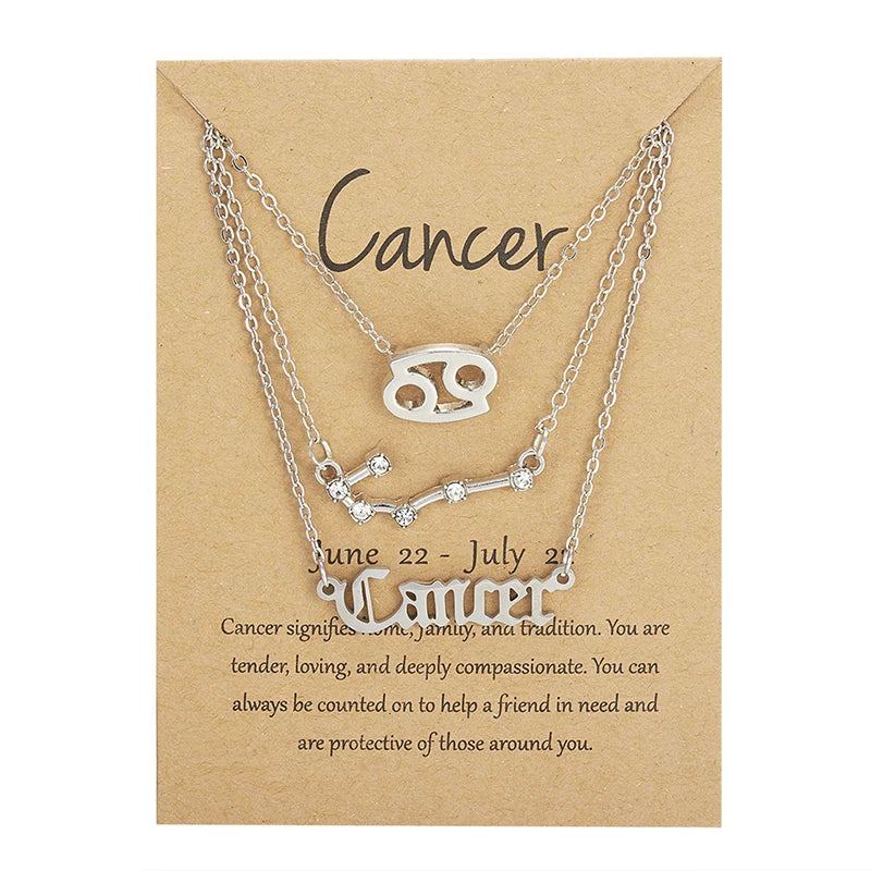 3-Piece Zodiac Constellation Layered Pendant Necklace Set