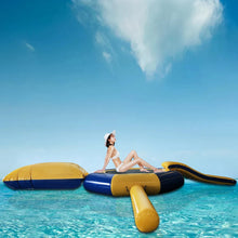 Large Lake Trampoline with Slide and Bouncing Platform