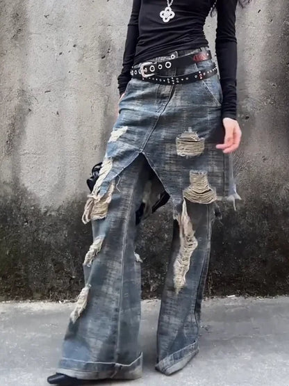 Boutique Fashion High Waist Retro Washed Loose Slimming Jeans