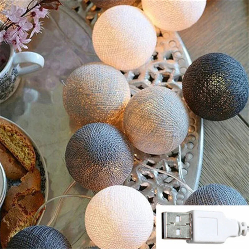 10/20/40 LED Cotton Thread Ball String Lights, Warm Fairy Lights for Home & Event Decor