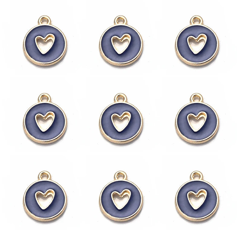 10pcs Double-Sided Enamel Heart Charms for DIY Jewelry Making
