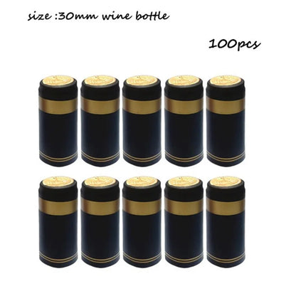 100 Pcs Natural Wine Bottle Corks and Seals Heat Shrink Capsules with Tear Tab