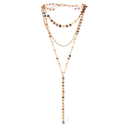 Stainless Steel Multilayer Sequined Choker Necklace
