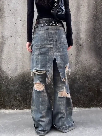 Boutique Fashion High Waist Retro Washed Loose Slimming Jeans