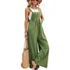 Solid Color Strappy Loose Flared Leg Jumpsuit