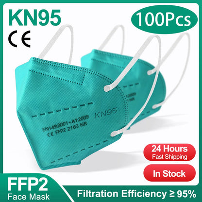 5-Ply KN95 Protective Face Masks - Multi-Color Breathable Filtration