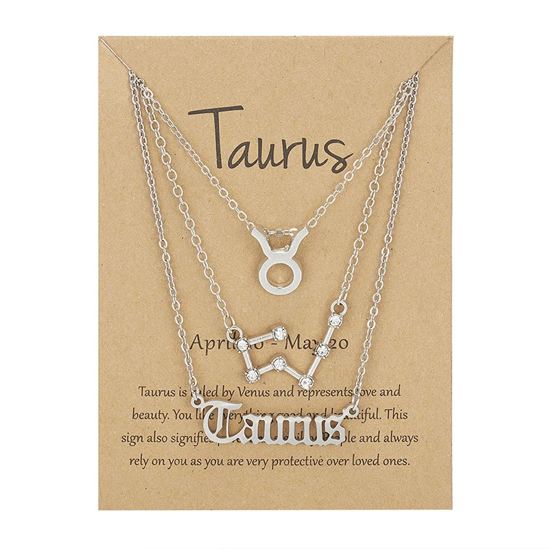 3-Piece Zodiac Constellation Layered Pendant Necklace Set