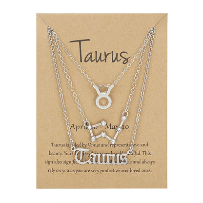 3-Piece Zodiac Constellation Layered Pendant Necklace Set