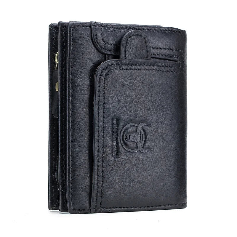 BULLCAPTAIN 100% Genuine Leather Men's RFID Blocking Bifold Wallet