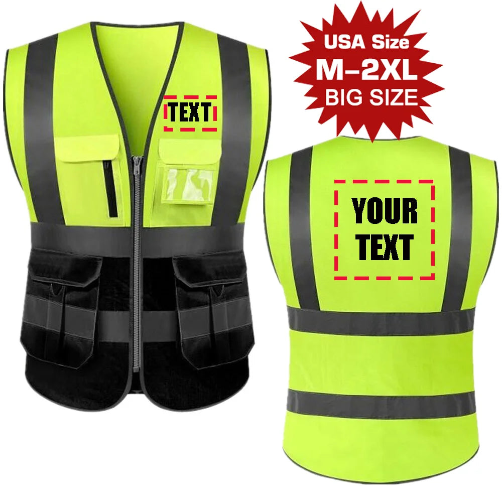 Custom High-Visibility Reflective Safety Vest with Multi-Pockets