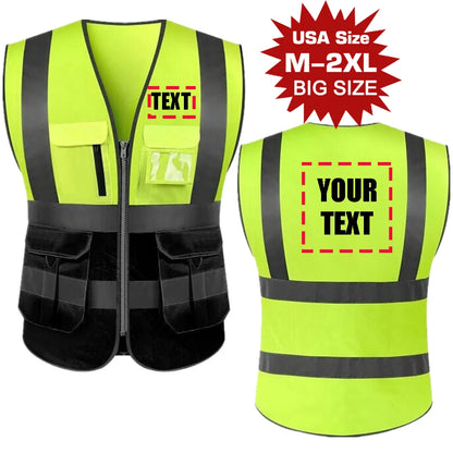 Custom High-Visibility Reflective Safety Vest with Multi-Pockets
