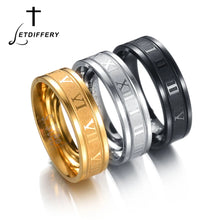 Letdiffery 6mm Roman Numerals Print Stainless Steel Ring