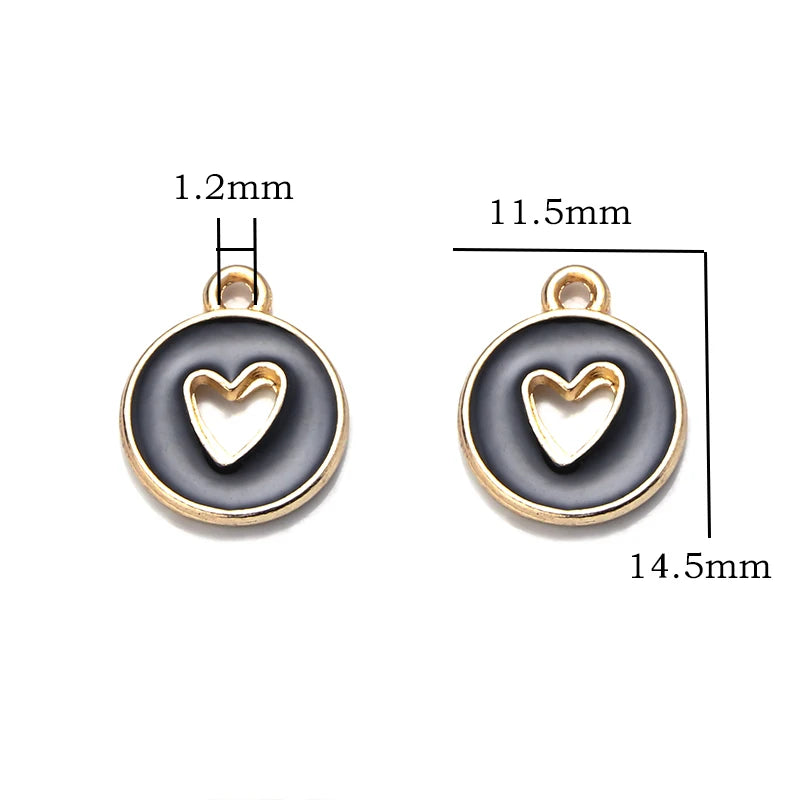 10pcs Double-Sided Enamel Heart Charms for DIY Jewelry Making