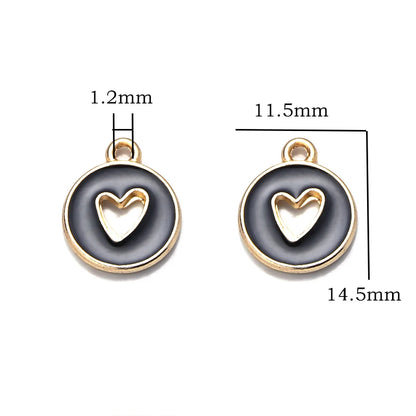 10pcs Double-Sided Enamel Heart Charms for DIY Jewelry Making