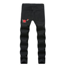 Black Ripped Floral Embroidered Stretch Skinny Jeans