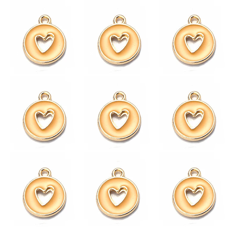 10pcs Double-Sided Enamel Heart Charms for DIY Jewelry Making