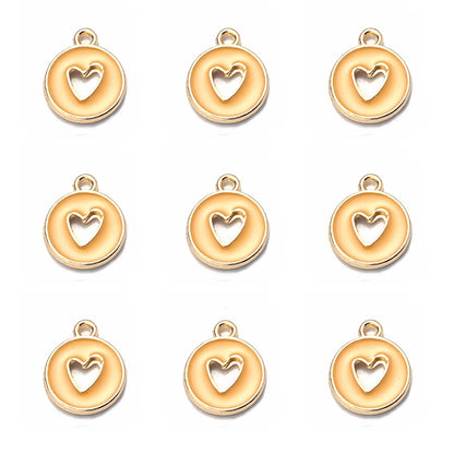 10pcs Double-Sided Enamel Heart Charms for DIY Jewelry Making