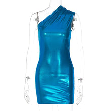 One-Shoulder Pleated Sleeveless Slim Design Dressse